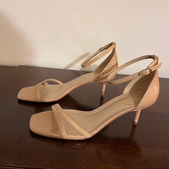 Sam Edelman Strappy Heels Peonie Patent Leather Square Toe Size 8 - Picture 3 of 11